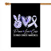 Peace Love Cure Periwinkle Ribbon Stomach Cancer Awareness Flag | teecentury