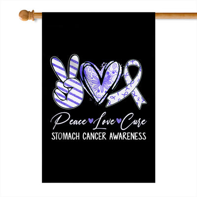 Peace Love Cure Periwinkle Ribbon Stomach Cancer Awareness Flag | teecentury