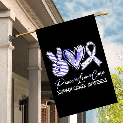 Peace Love Cure Periwinkle Ribbon Stomach Cancer Awareness Flag | teecentury