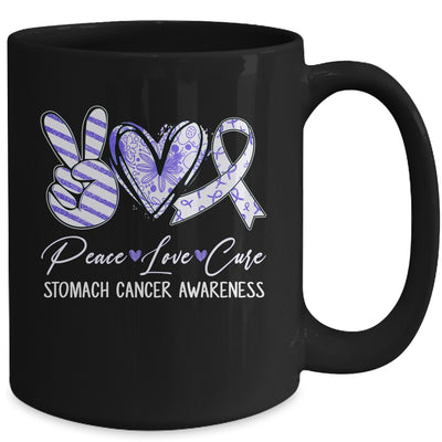 Peace Love Cure Periwinkle Ribbon Stomach Cancer Awareness Mug | teecentury