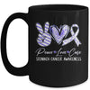 Peace Love Cure Periwinkle Ribbon Stomach Cancer Awareness Mug | teecentury