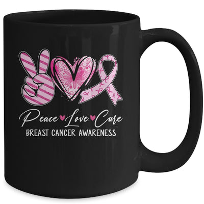 Peace Love Cure Pink Ribbon Breast Cancer Awareness Mug | teecentury