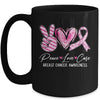 Peace Love Cure Pink Ribbon Breast Cancer Awareness Mug | teecentury