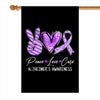 Peace Love Cure Purple Ribbon Alzheimer's Awareness Flag | teecentury