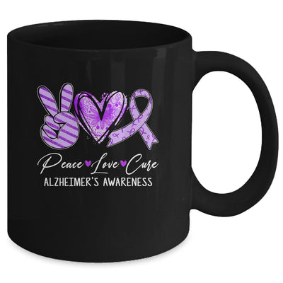 Peace Love Cure Purple Ribbon Alzheimer's Awareness Mug | teecentury