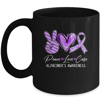Peace Love Cure Purple Ribbon Alzheimer's Awareness Mug | teecentury