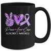 Peace Love Cure Purple Ribbon Alzheimer's Awareness Mug | teecentury