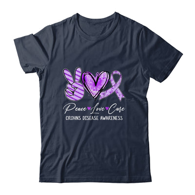 Peace Love Cure Purple Ribbon Crohns Disease Awareness Shirt & Hoodie | teecentury