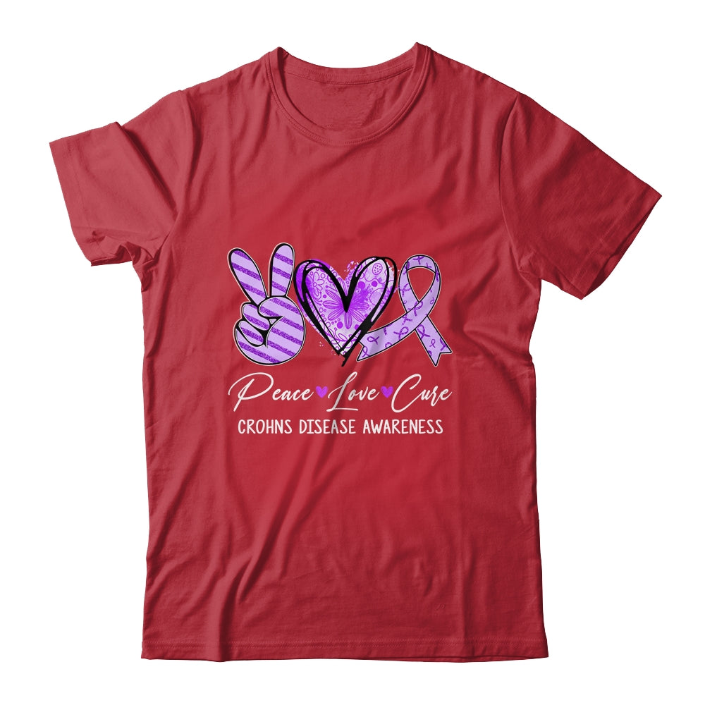 Peace Love Cure Purple Ribbon Crohns Disease Awareness Shirt & Hoodie | teecentury