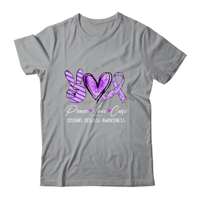 Peace Love Cure Purple Ribbon Crohns Disease Awareness Shirt & Hoodie | teecentury