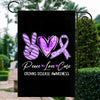 Peace Love Cure Purple Ribbon Crohns Disease Awareness Flag | teecentury