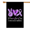 Peace Love Cure Purple Ribbon Crohns Disease Awareness Flag | teecentury