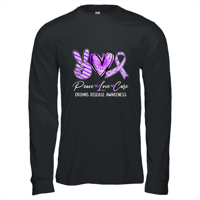 Peace Love Cure Purple Ribbon Crohns Disease Awareness Shirt & Hoodie | teecentury