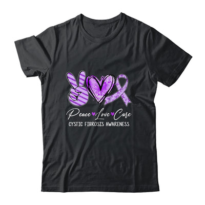 Peace Love Cure Purple Ribbon Cystic Fibrosis Awareness Shirt & Hoodie | teecentury