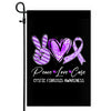 Peace Love Cure Purple Ribbon Cystic Fibrosis Awareness Flag | teecentury