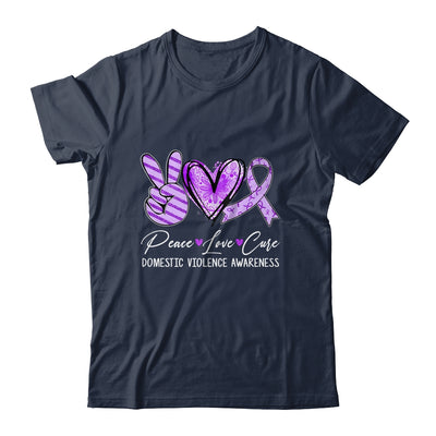 Peace Love Cure Purple Ribbon Domestic Violence Awareness Shirt & Hoodie | teecentury