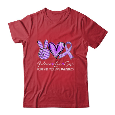 Peace Love Cure Purple Ribbon Domestic Violence Awareness Shirt & Hoodie | teecentury