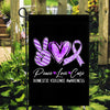 Peace Love Cure Purple Ribbon Domestic Violence Awareness Flag | teecentury