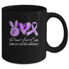 Peace Love Cure Purple Ribbon Domestic Violence Awareness Mug | teecentury