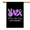 Peace Love Cure Purple Ribbon Epilepsy Awareness Flag | teecentury
