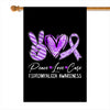 Peace Love Cure Purple Ribbon Fibromyalgia Awareness Flag | teecentury