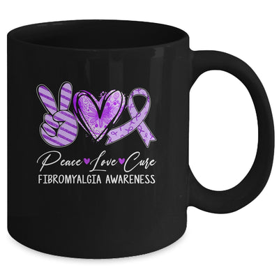 Peace Love Cure Purple Ribbon Fibromyalgia Awareness Mug | teecentury