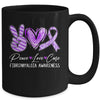 Peace Love Cure Purple Ribbon Fibromyalgia Awareness Mug | teecentury