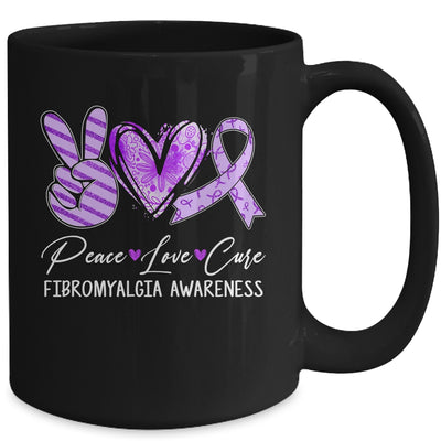 Peace Love Cure Purple Ribbon Fibromyalgia Awareness Mug | teecentury