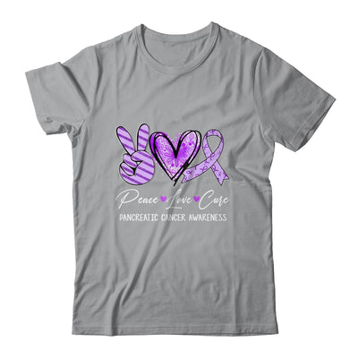Peace Love Cure Purple Ribbon Pancreatic Cancer Awareness Shirt & Hoodie | teecentury