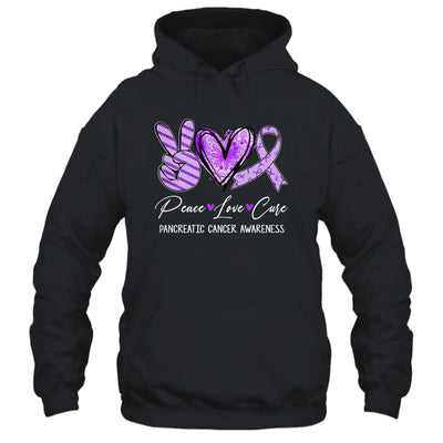 Peace Love Cure Purple Ribbon Pancreatic Cancer Awareness Shirt & Hoodie | teecentury