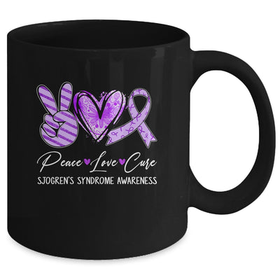 Peace Love Cure Purple Ribbon Sjogren's Syndrome Awareness Mug | teecentury