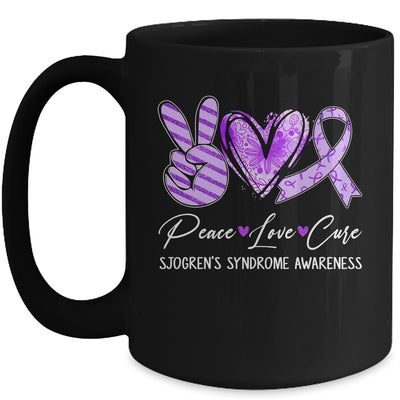 Peace Love Cure Purple Ribbon Sjogren's Syndrome Awareness Mug | teecentury