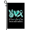 Peace Love Cure Teal Ribbon Ovarian Cancer Awareness Flag | teecentury