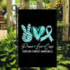 Peace Love Cure Teal Ribbon Ovarian Cancer Awareness Flag | teecentury