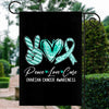 Peace Love Cure Teal Ribbon Ovarian Cancer Awareness Flag | teecentury