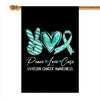 Peace Love Cure Teal Ribbon Ovarian Cancer Awareness Flag | teecentury