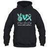 Peace Love Cure Teal Ribbon Ovarian Cancer Awareness Shirt & Hoodie | teecentury