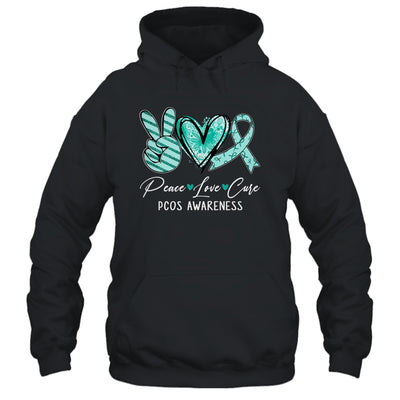 Peace Love Cure Teal Ribbon PCOS Awareness Shirt & Hoodie | teecentury