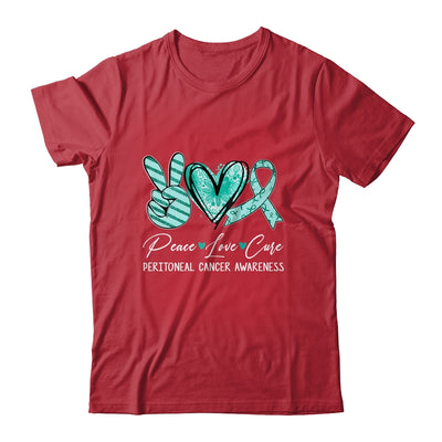 Peace Love Cure Teal Ribbon Peritoneal Cancer Awareness Shirt & Hoodie | teecentury