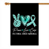 Peace Love Cure Teal Ribbon Peritoneal Cancer Awareness Flag | teecentury