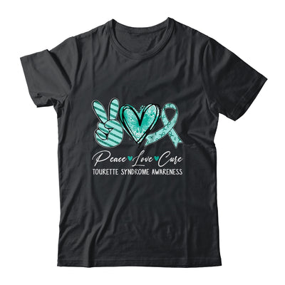 Peace Love Cure Teal Ribbon Tourette Syndrome Awareness Shirt & Hoodie | teecentury