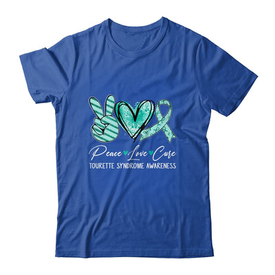 Peace Love Cure Teal Ribbon Tourette Syndrome Awareness Shirt & Hoodie | teecentury
