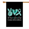 Peace Love Cure Teal Ribbon Trigeminal Neuralgia Awareness Flag | teecentury
