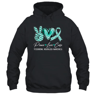 Peace Love Cure Teal Ribbon Trigeminal Neuralgia Awareness Shirt & Hoodie | teecentury