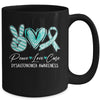 Peace Love Cure Turquoise Ribbon Dysautonomia Awareness Mug | teecentury