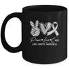 Peace Love Cure White Ribbon Lung Cancer Awareness Mug | teecentury