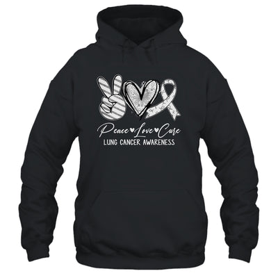 Peace Love Cure White Ribbon Lung Cancer Awareness Shirt & Hoodie | teecentury