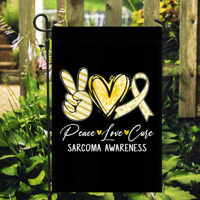 Peace Love Cure Yellow Ribbon Sarcoma Awareness Flag | teecentury
