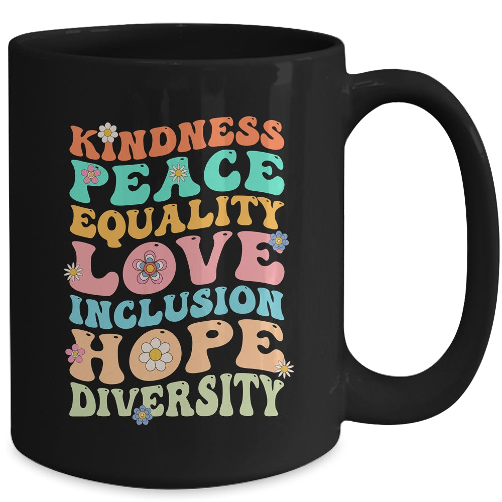 Peace Love Diversity Inclusion Hope Diversity  Groovy Mug | teecentury