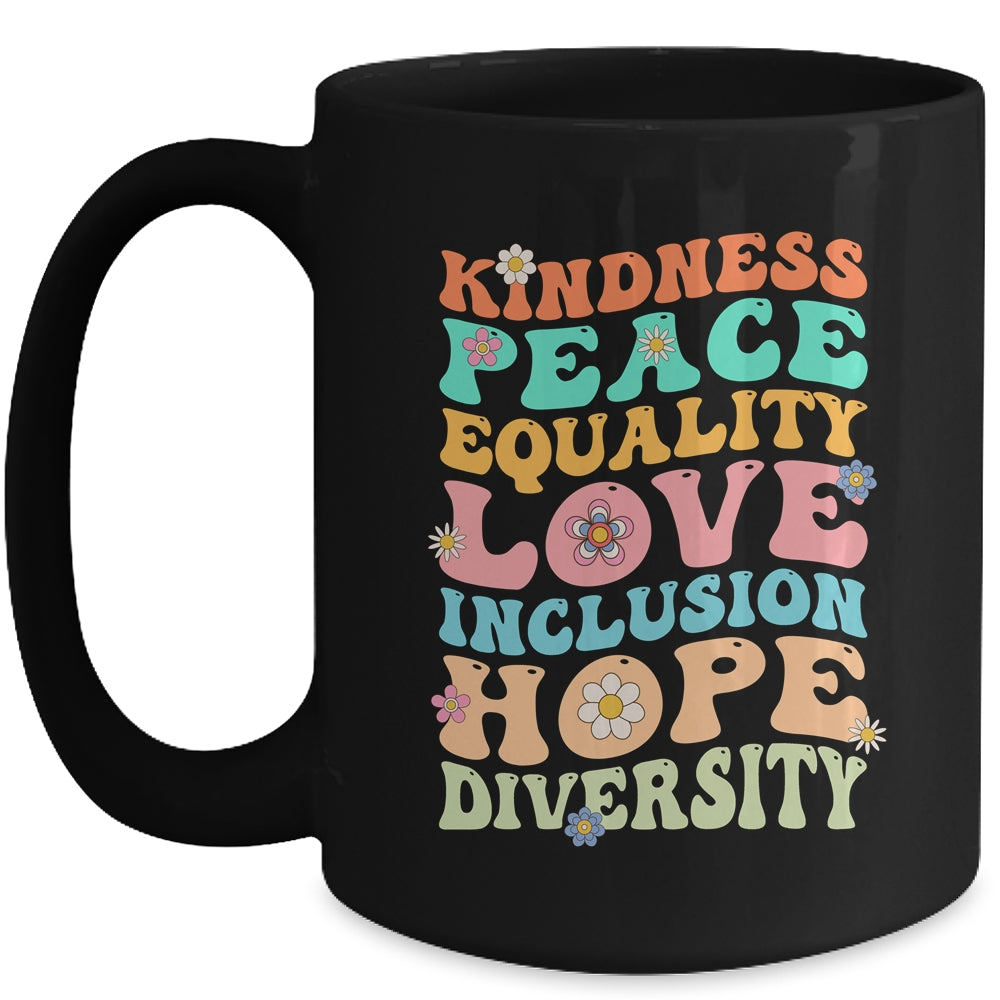 Peace Love Diversity Inclusion Hope Diversity  Groovy Mug | teecentury
